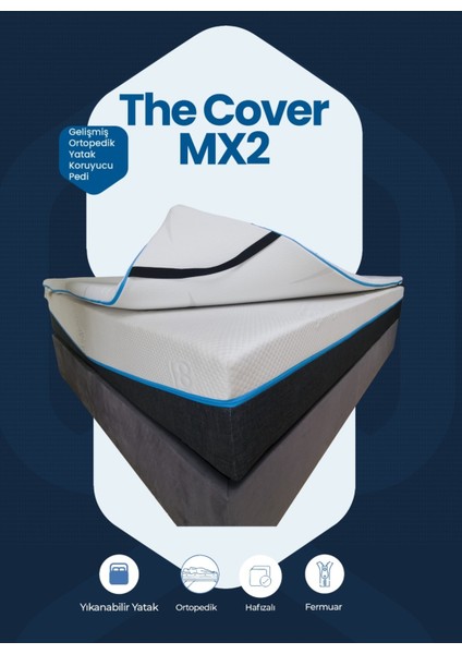Cover Mx2 Gelişmiş Ortopedik Soft Sünger Yatak Sertleştirici Yıkanabilir Fermuarlı Kılıf Yatak Pedi