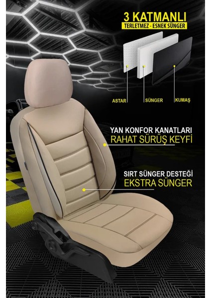 Renault Laguna 3 Grand Tour Station Wagon (2007-2015) Uyumlu Jet Deri Bej Oto Kılıfı Tam Set fiyatları