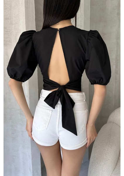 Karpuz Kol Sırt Dekolteli Poplin Bluz