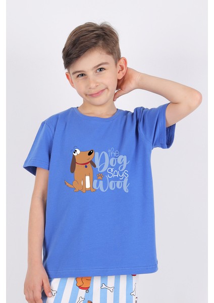 Erkek Çocuk Kısa Kollu Pamuklu Hayvan Desenli Pijama Takımı fırsatları