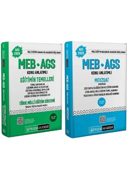 Pegem 2026 Meb-Ags Eğitimin Temelleri ve Türk Milli Eğitim Sistemi + Mevzuat Konu Anlatımlı 2 Li Set