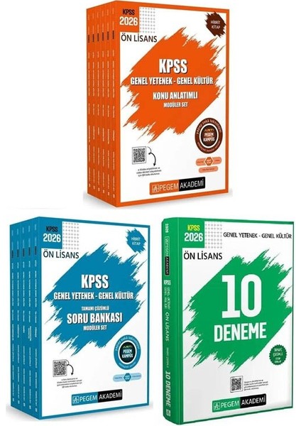 Pegem 2026 Kpss Ön Lisans Konu + Soru Bankası Modüler + 10 Deneme 3 Lü Set