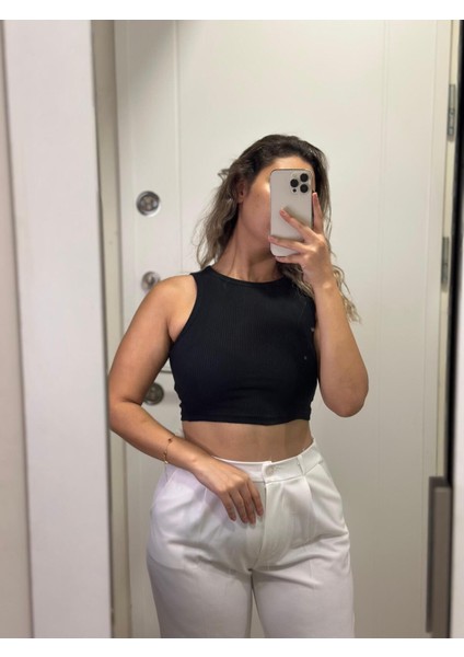 Kadın Basic Siyah Crop fiyatları