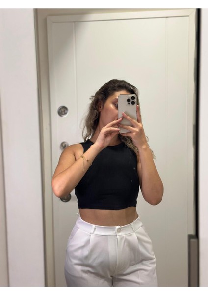 Kadın Basic Siyah Crop modelleri