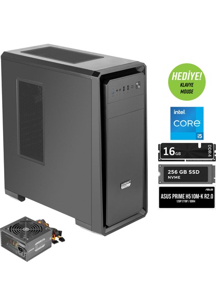 Pars Evo Intel I5 11400 Işlemci 16GB Ddr4 Ram 256GB M2 SSD Freedos Masaüstü Bilgisayar