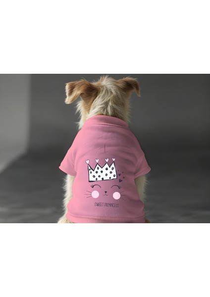 Kedi ve Köpek Kıyafeti & Elbisesi - Pembe Sweatshirt Sweet Prenses