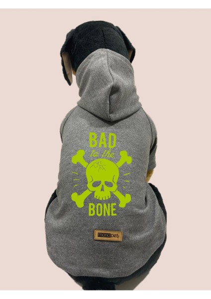 Kapişonlu Sweatshirt Köpek ve Kedi Kıyafeti - Gri Kuru Kafa Bone
