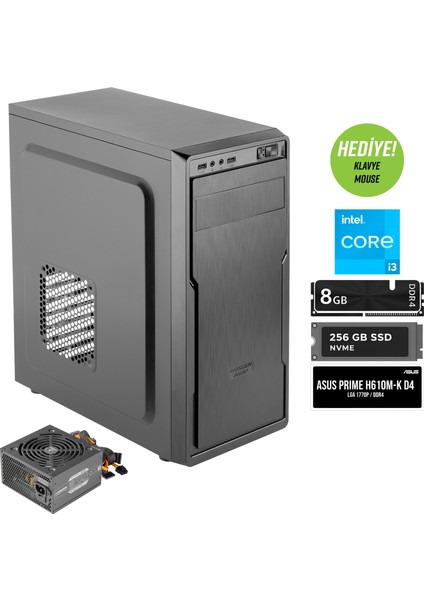 Ava Plus Intel I3 12100 Işlemci 8gb Ddr4 Ram 256GB M2 SSD Freedos Masaüstü Bilgisayar