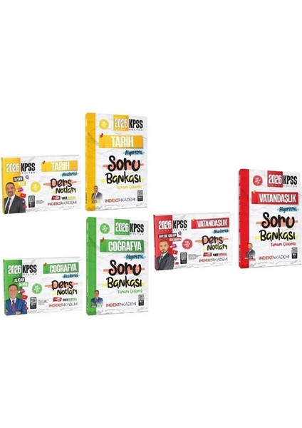 Indeks 2026 Kpss Tarih + Coğrafya + Vatandaşlık Video Ders Notları + Soru Bankası 6 Lı Set
