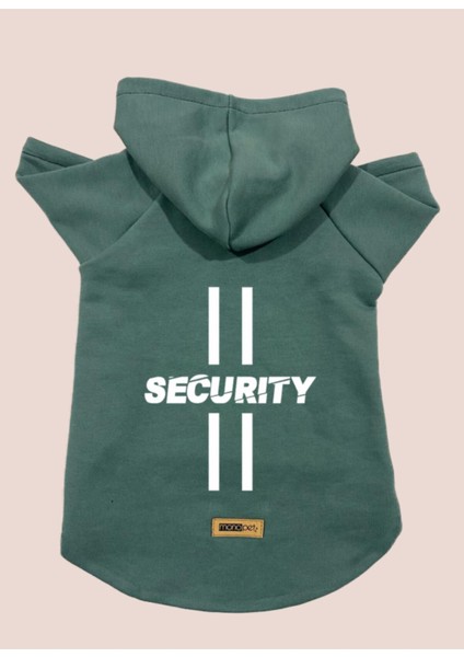 Kapüşonlu Sweatshirt Köpek ve Kedi Kıyafeti - Koyu Yeşil Security