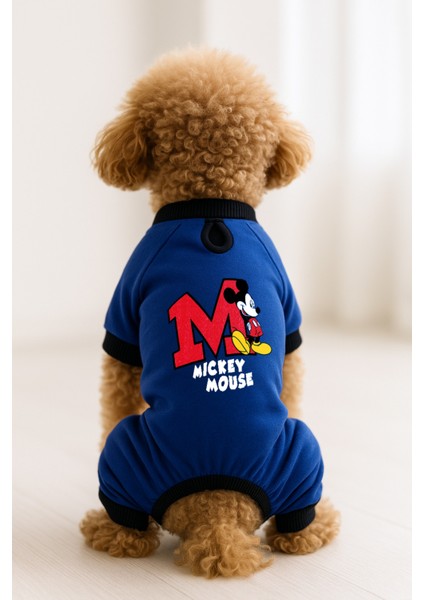 Kedi ve Köpek Kıyafeti & Elbisesi - Saks Mavi 4 Bacak Tulum Mickey Mouse