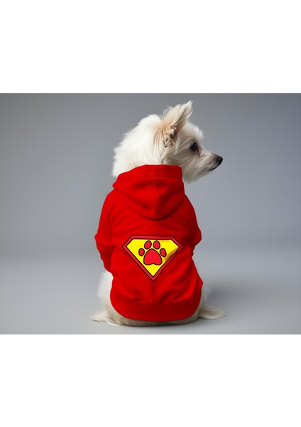 Kedi ve Köpek Kıyafeti & Elbisesi - Kırmızı Hoodie Super Paw