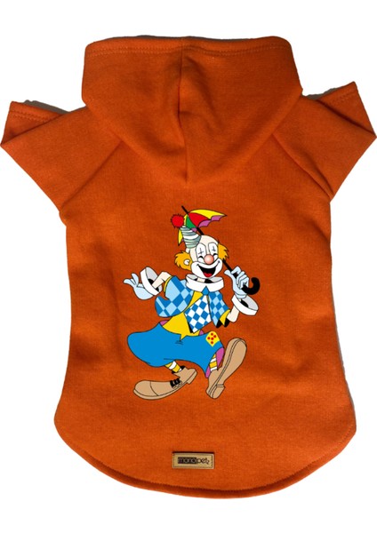 Kapişonlu Polar Sweatshirt Köpek ve Kedi Kıyafeti & Elbisesi - Turuncu Palyaço