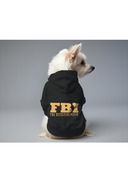 Kedi ve Köpek Kıyafeti & Elbisesi - Siyah Hoodie Fbı