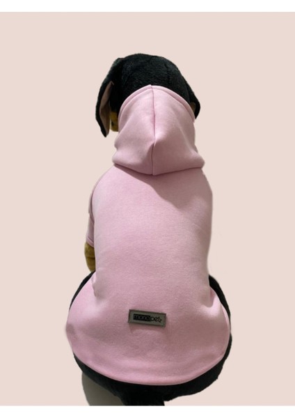 Kapişonlu Sweatshirt Köpek ve Kedi Kıyafeti - Düz Pembe
