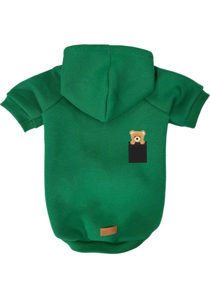Kedi ve Köpek Kıyafeti & Elbisesi - Yeşil Hoodie Ayı Cep fiyatları