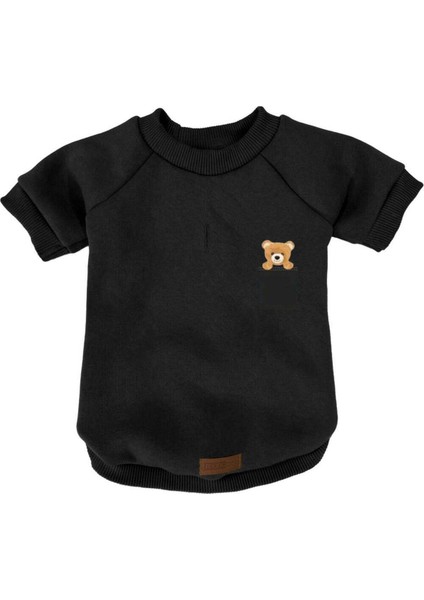 Kedi ve Köpek Kıyafeti & Elbisesi - Siyah Sweatshirt Ayı Cep fiyatları