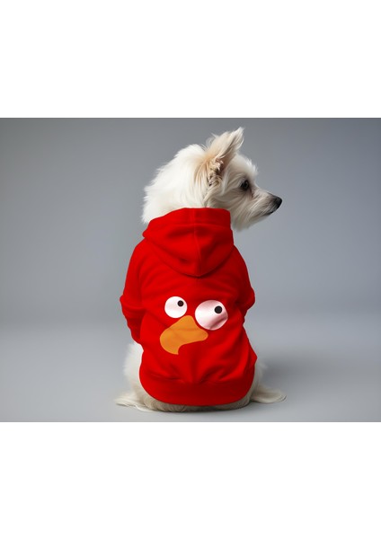 Kedi ve Köpek Kıyafeti & Elbisesi - Kırmızı Hoodie Vektör Kuş