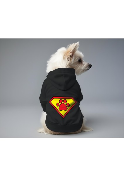 Kedi ve Köpek Kıyafeti & Elbisesi - Siyah Hoodie Super Paw