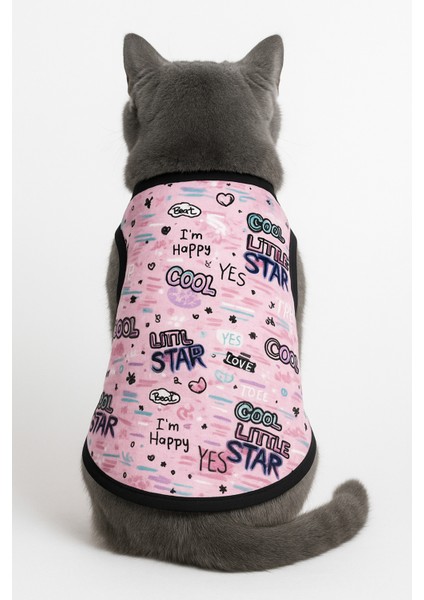 Organik Kumaşlı Köpek ve Kedi Kıyafeti - Beyaz Yıldızlı