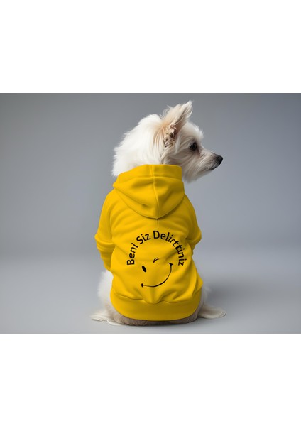 Kedi ve Köpek Kıyafeti & Elbisesi - Sarı Hoodie Beni Siz Delirttiniz