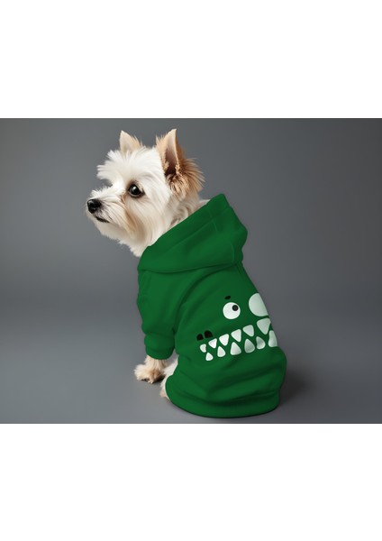 Kedi ve Köpek Kıyafeti & Elbisesi - Yeşil Hoodie Vektör Timsah