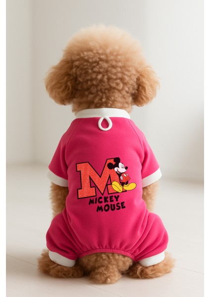 Kedi ve Köpek Kıyafeti & Elbisesi - Pembe 4 Bacak Tulum Mickey Mouse