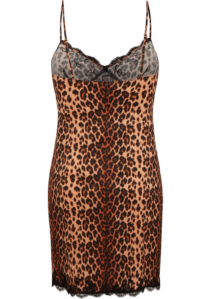Molly Slip Leo Siyah Leopar Desenli Ipeksi Saten ve Fransız Dantelli Ayarlanabilir Askılı fiyatları