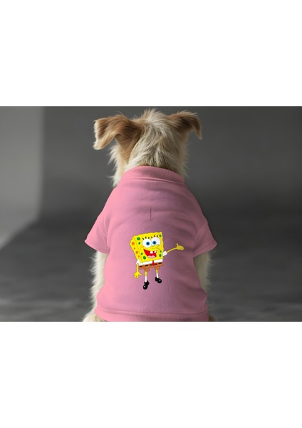 Kedi ve Köpek Kıyafeti & Elbisesi - Pembe Sweatshirt Sünger Bob