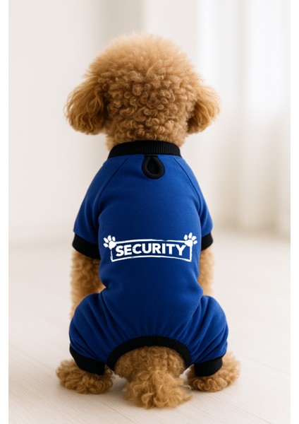 Kedi ve Köpek Kıyafeti & Elbisesi - Saks Mavi 4 Bacak Tulum Security