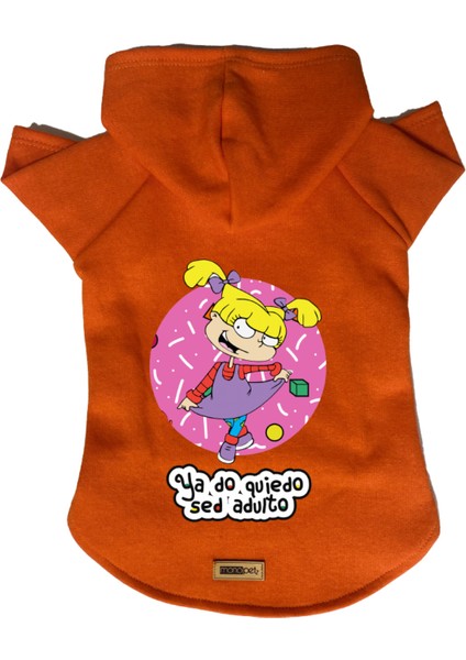 Kapişonlu Polar Sweatshirt Köpek ve Kedi Kıyafeti & Elbisesi - Turuncu Rugrats Angelica