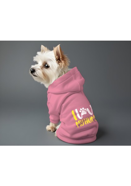 Kedi ve Köpek Kıyafeti & Elbisesi - Pembe Hoodie I Love Human fiyatları