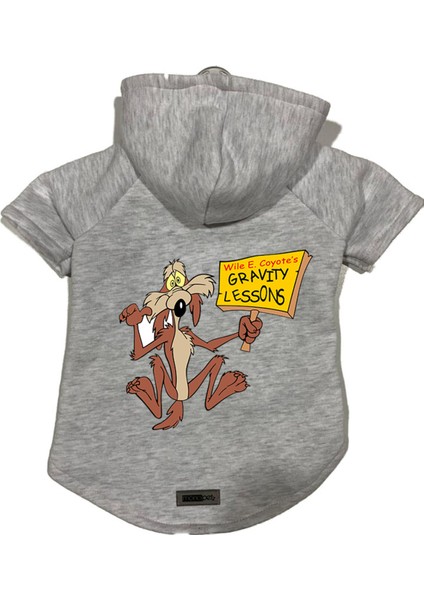 Kapişonlu Polar Sweatshirt Köpek ve Kedi Kıyafeti & Elbisesi - Gri Coiote