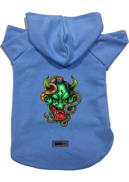 Kapişonlu Polar Sweatshirt Köpek ve Kedi Kıyafeti & Elbisesi - Mavi Master Of The Snake