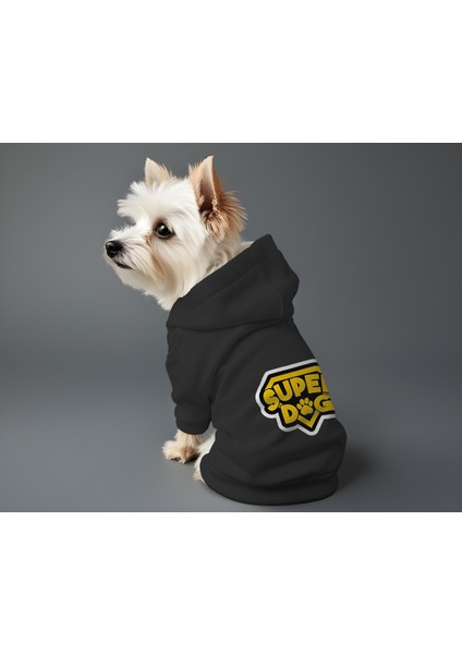 Kedi ve Köpek Kıyafeti & Elbisesi - Siyah Hoodie Super Dog fiyatları