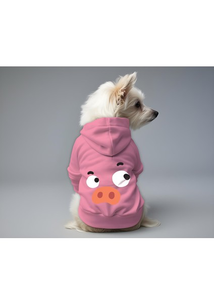 Kedi ve Köpek Kıyafeti & Elbisesi - Pembe Hoodie Vektör Domuz