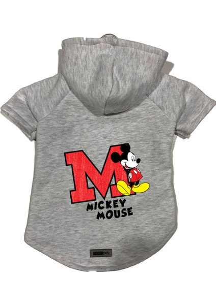 Kapişonlu Polar Sweatshirt Köpek ve Kedi Kıyafeti & Elbisesi - Gri Yeni Mickey 2