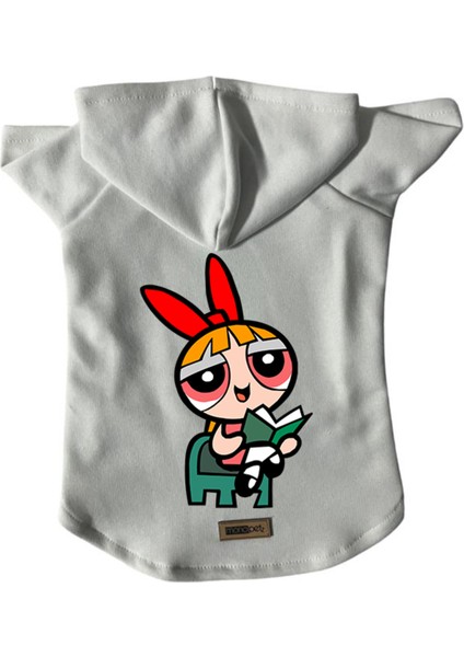 Kapişonlu Polar Sweatshirt Köpek ve Kedi Kıyafeti & Elbisesi - Beyaz Blossom