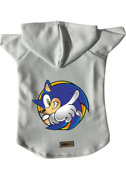 Kapişonlu Polar Sweatshirt Köpek ve Kedi Kıyafeti & Elbisesi - Beyaz Sonic