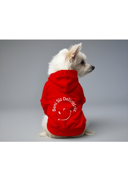 Kedi ve Köpek Kıyafeti & Elbisesi - Kırmızı Hoodie Beni Siz Delirttiniz