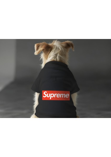 Kedi ve Köpek Kıyafeti & Elbisesi - Siyah Sweatshirt Supreme