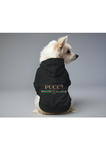 Kedi ve Köpek Kıyafeti & Elbisesi - Siyah Hoodie Pucci
