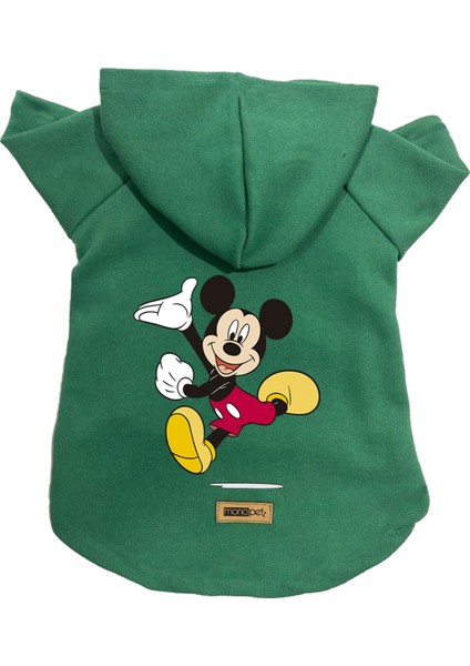 Kapişonlu Polar Sweatshirt Köpek ve Kedi Kıyafeti & Elbisesi - Yeşil Yeni Mickey