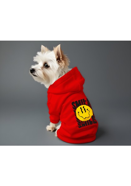 Kedi ve Köpek Kıyafeti & Elbisesi - Kırmızı Hoodie Smile fiyatları