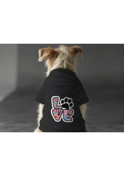 Kedi ve Köpek Kıyafeti & Elbisesi - Siyah Sweatshirt Renkli Love