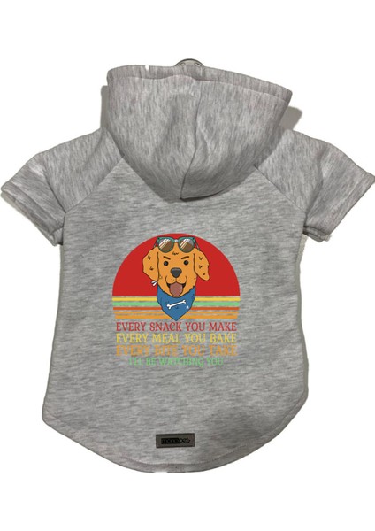 Kapişonlu Polar Sweatshirt Köpek ve Kedi Kıyafeti & Elbisesi - Gri Every Snack You Make