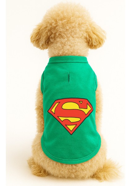 Kedi ve Köpek Kıyafeti & Elbisesi - Yeşil Superman Atlet