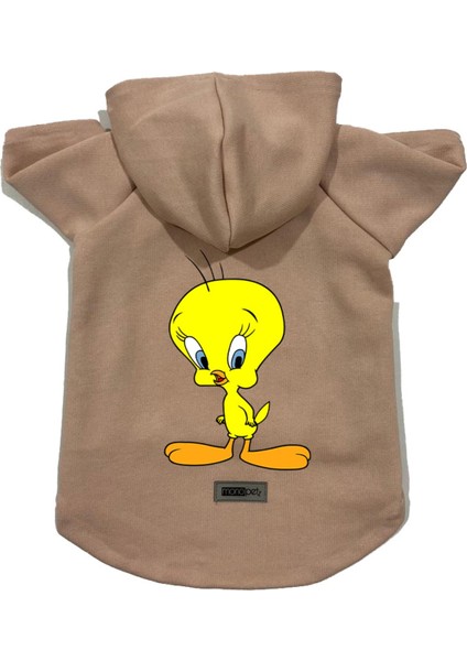 Kapişonlu Polar Sweatshirt Köpek ve Kedi Kıyafeti & Elbisesi - Bej Yeni Tweety