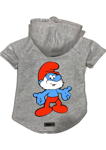 Kapişonlu Polar Sweatshirt Köpek ve Kedi Kıyafeti & Elbisesi - Gri Şirin Baba