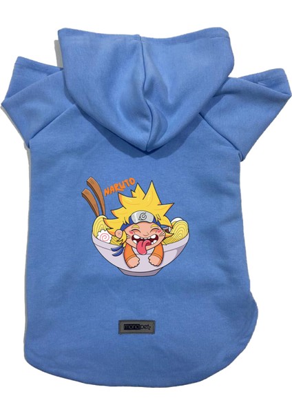 Kapişonlu Polar Sweatshirt Köpek ve Kedi Kıyafeti & Elbisesi - Mavi Naruto